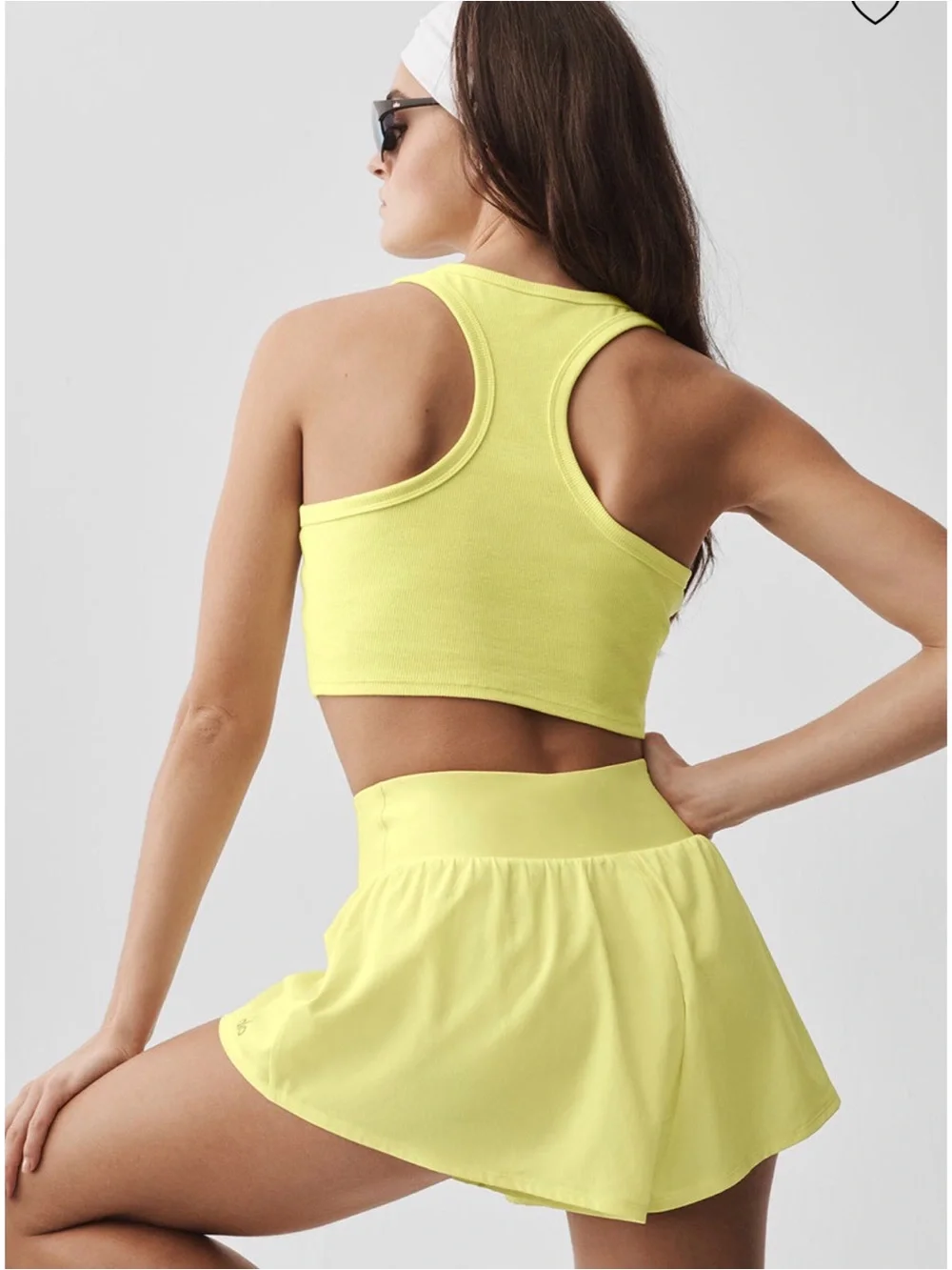 ALO Aspire Yoga Women's Yellow Ribbed Crop Tank Top